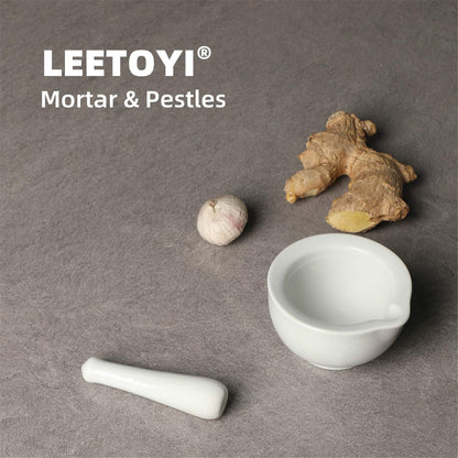 LEETOYI Small Ceramic Mortar Pestle Set, Herb Grinder Pill Crusher 3.3-inch