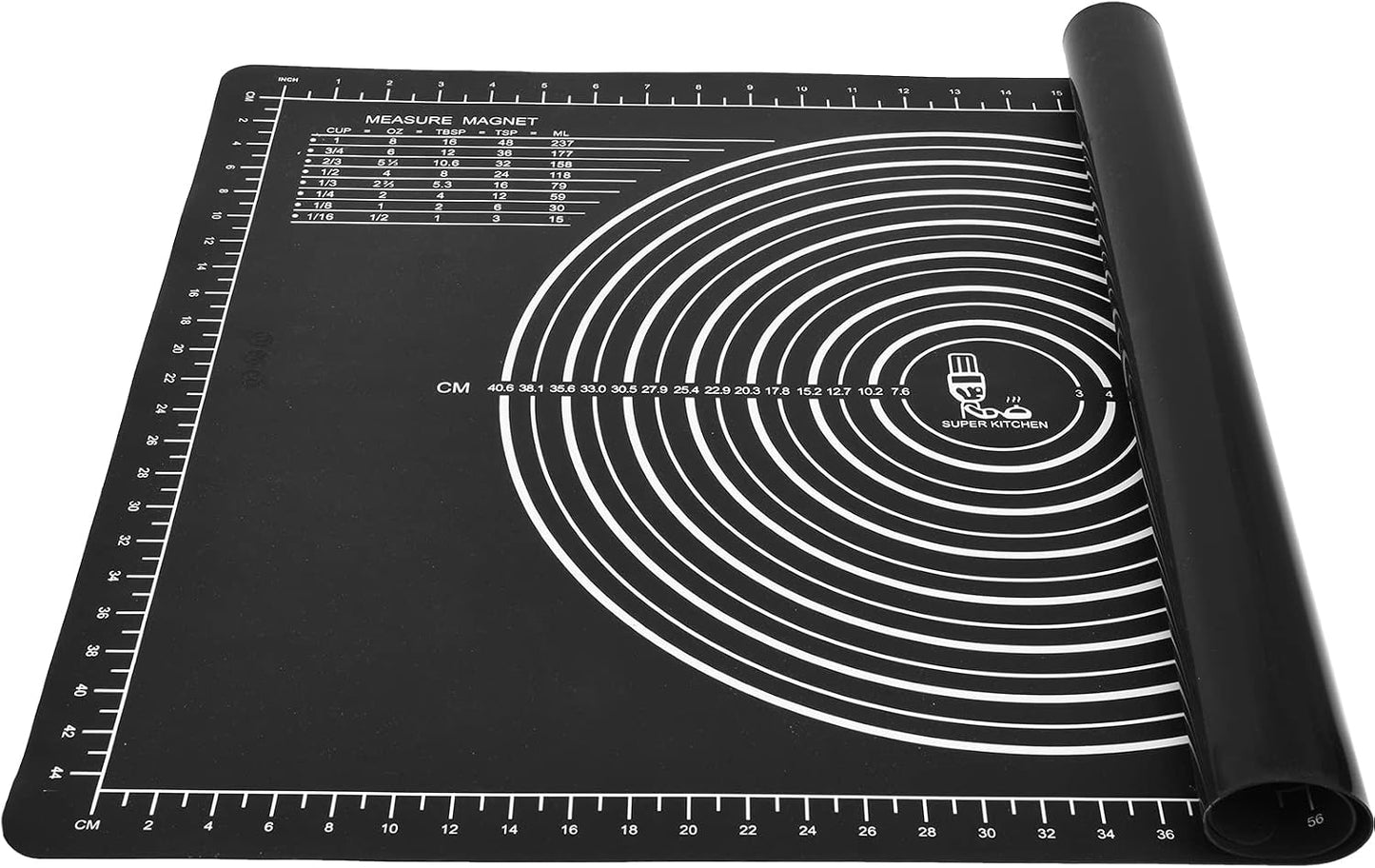 Non-Slip Silicone Pastry Mat Jumbo 31''by 24'' for Non Stick Baking Mats, Table/Countertop Placemats, Dough Rolling, Kneading/Fondant/Pie Crust Pad by Super Kitchen