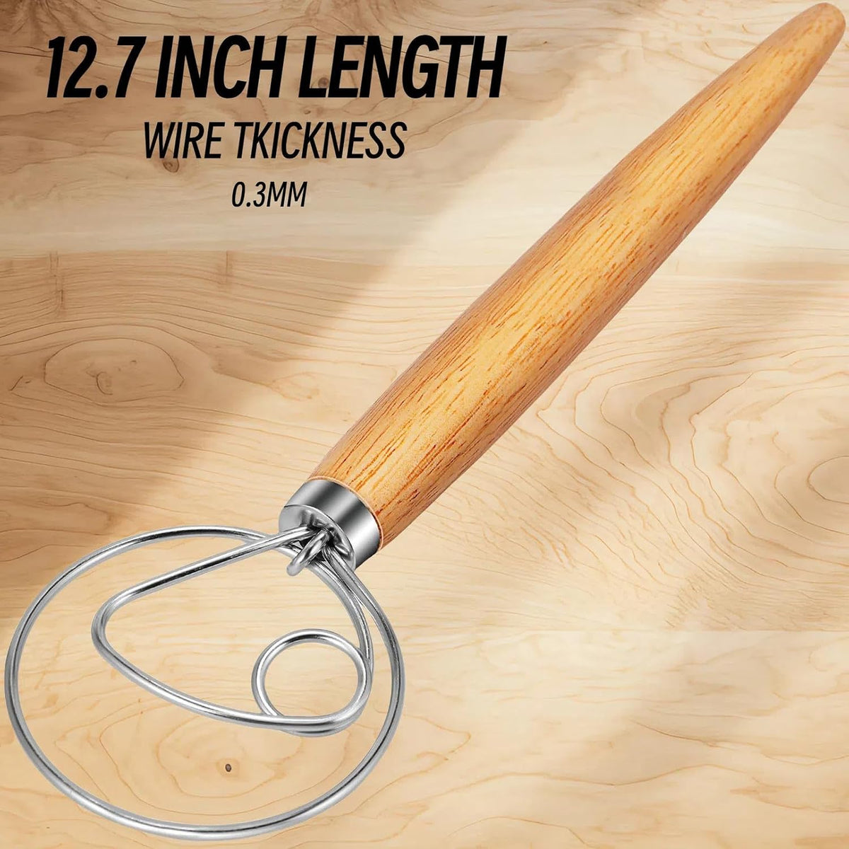 TEEVEA Danish Dough Whisk, Stainless Steel for Sourdough Bread