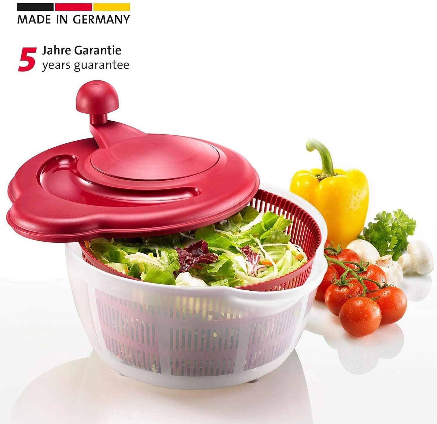 Westmark Germany Vegetable and Salad Spinner with Pouring Spout (Red/Clear)