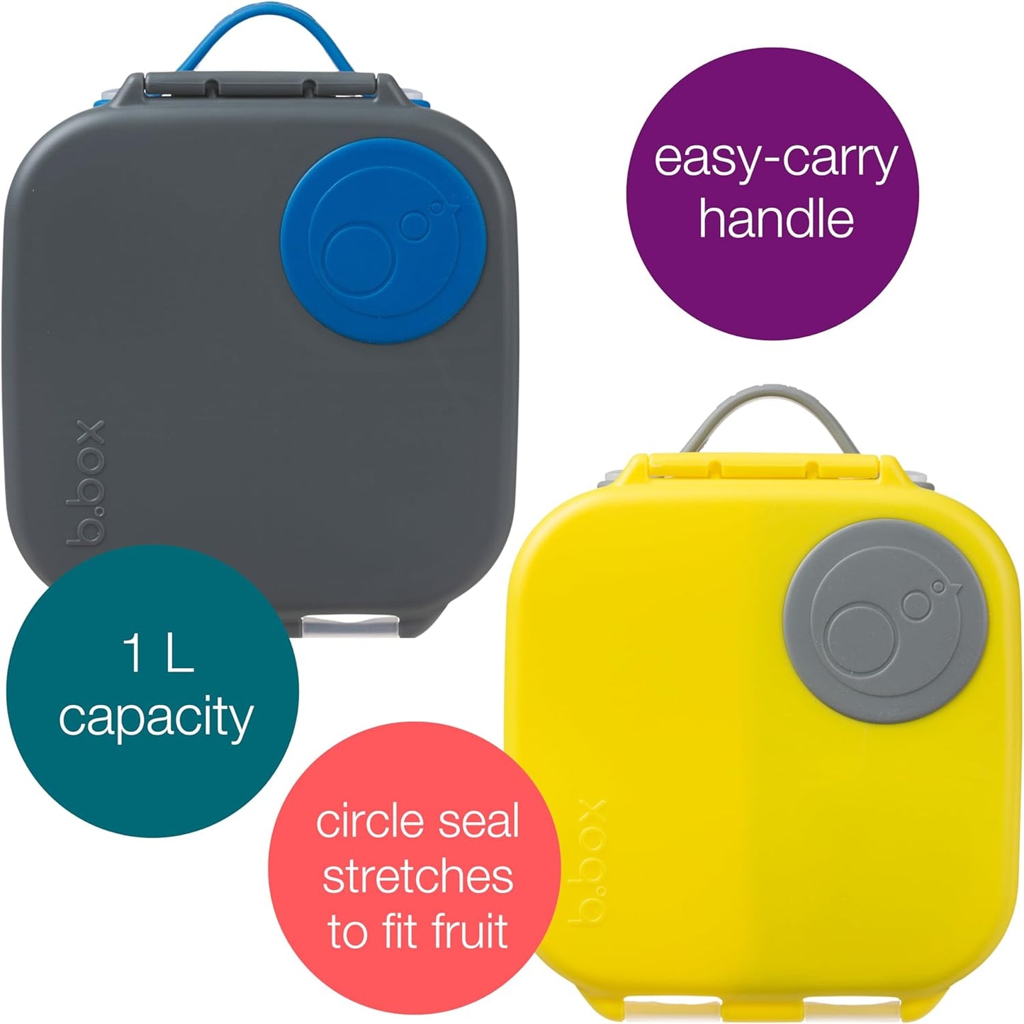 b.box Mini Lunch Box 2-Pack, Leak Proof Bento Box for Kids, 3 Compartment Snack Containers Ages 3+, Lunchbox for Daycare + School, Dishwasher Safe, BPA-Free, PFAS-Free, 4.25 Cup - Blue + Green