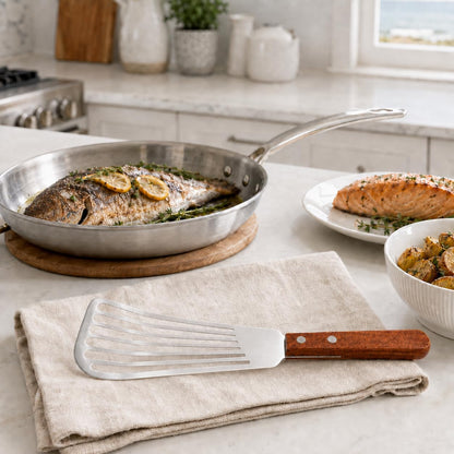 Maine Man Silicone Fish Spatula, Non-Stick Angled Turner, For Delicate Foods, Draining Liquids, And Everyday Cooking