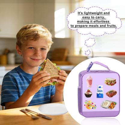 Lunch Box for Women Girls Adult Teens Kids Lunch Bag School Work Picnic Meal Food Container Carrier Purse Cooler,Insulated Lunch Tote with Handheld Shoulder Strap Water Bottle Holder Purple A