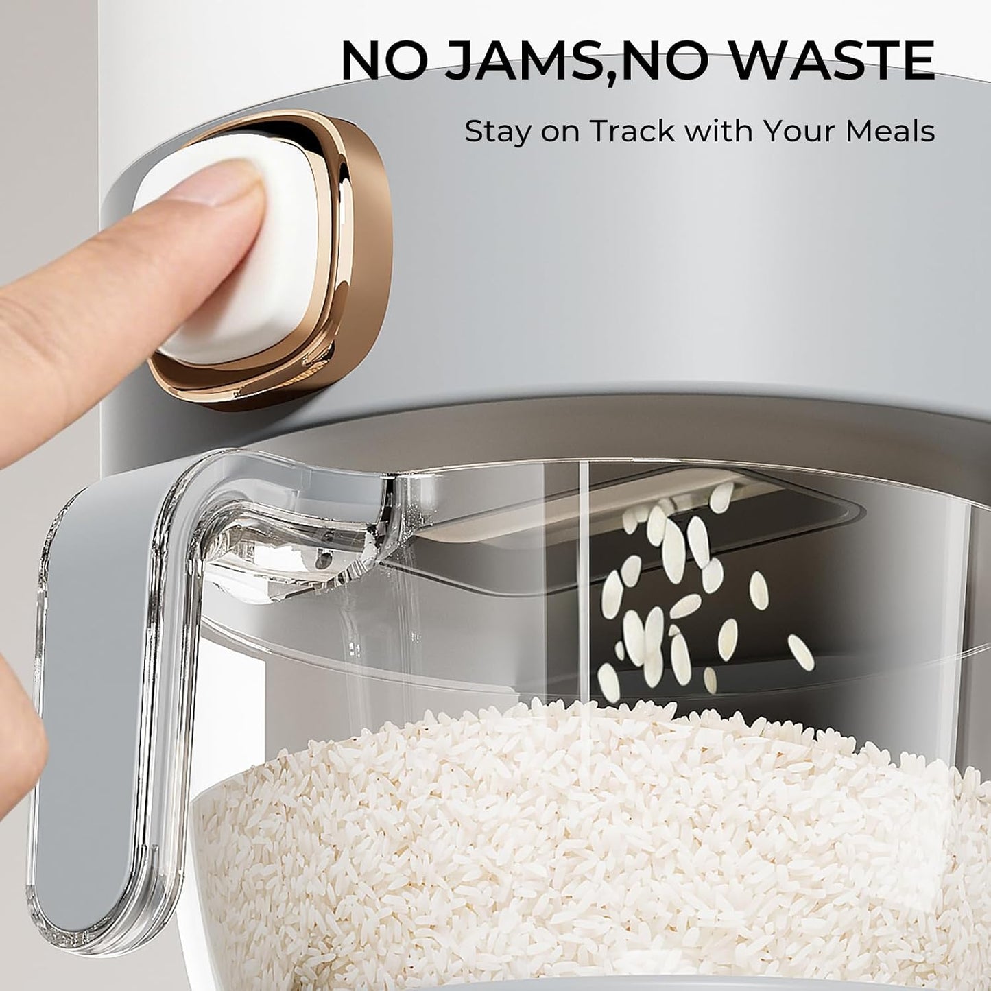UFORU Rice Dispenser, Rice Storage Container with Measuring Cup for Kitchen Pantry Household, Dry Food Storage Containers Airtight, Sealed Moisture Proof, Cream White 11 Lbs