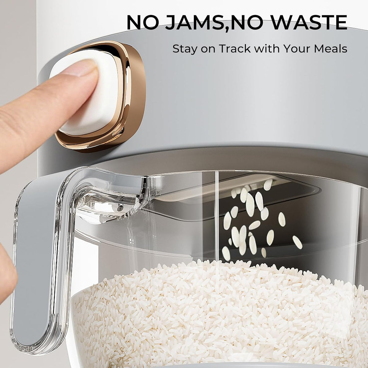 UFORU Rice Dispenser, Rice Storage Container with Measuring Cup for Kitchen Pantry Household, Dry Food Storage Containers Airtight, Sealed Moisture Proof (White 13Lbs)