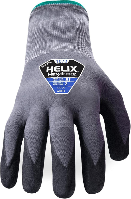 HexArmor Helix Food Safe Work Gloves – ANSI A1 to A7 Protection, Food Contact Safe, 360° Fluid Resistance, High-Dextirty Blue