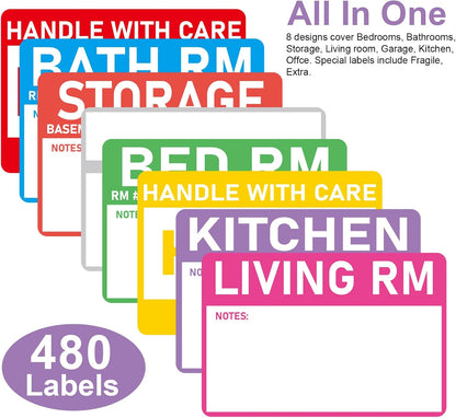 Removable Label Stickers for Organizing -320PCS 3 x 2 inch Waterproof Handwrite Blank Labels, School, Home, Business for Plastic Bins, Folders, Freeze Food (White)