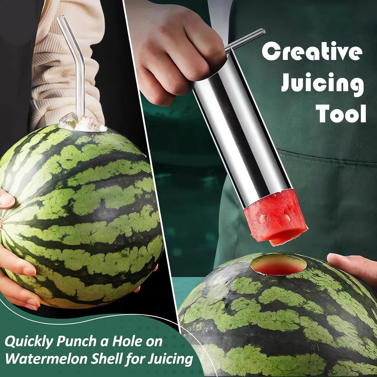 Stainless Steel Watermelon Puncher Cutter, Round Melon Opener Juicing Tool