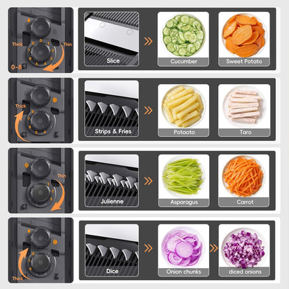 ONCE FOR ALL Upgrade Safe Mandoline Slicer Plus, Biger Size, Adjustable Vegetable Food Chopper Potato Fries Cutter, Detachable Blade, Kitchen Chopping Artifact, Gift (SkyBlue)