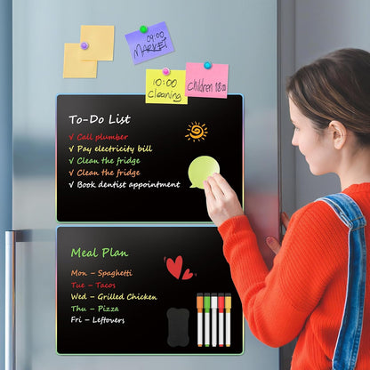 MaxGear 5 Pack Magnetic Whiteboard Sheets for Fridge, 12"x 8" Small Refrigerator Dry Erase Board for Kitchen Organizer and Planner, Smooth and Reusable, Includes 5 Markers, 5 Magnets and 1 Eraser