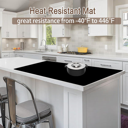 Silicone Mats for Kitchen Counter, 47.3"x23.6"x0.08" Largest Heat Resistant Mat Kitchen Island Waterproof 2MM Thick Countertop Protector Mat Nons-slip Extra Large Counter Mat (Black)