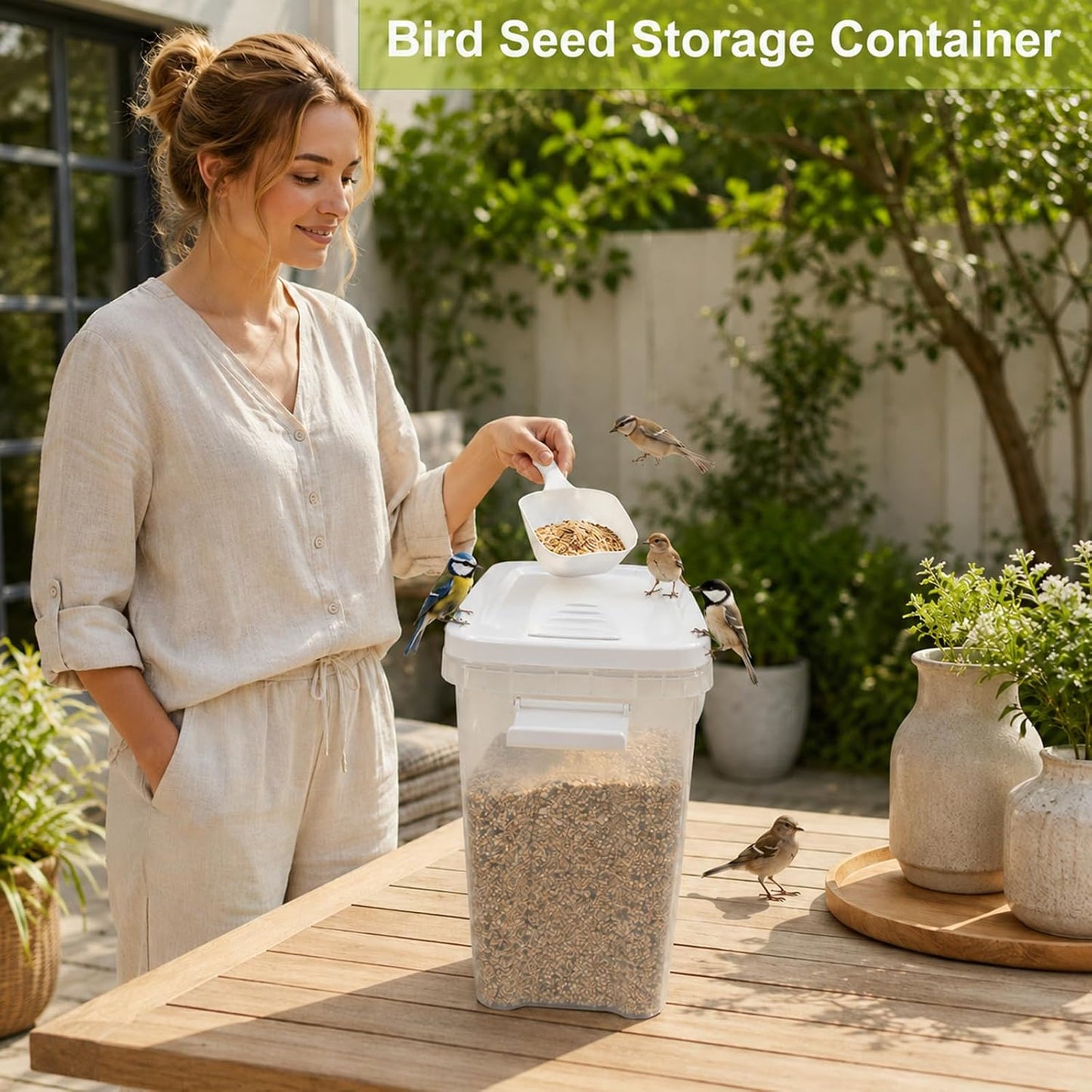 2 Lbs Small Cat Dog Food Storage Container for Bird Seed, Pet Food, 2 Pack | 2QT Versatile Dry Food Bin Portable Dispenser with Wide-Mouth Pour Spout for Rice, Flour, Cereal, Storage and Organization