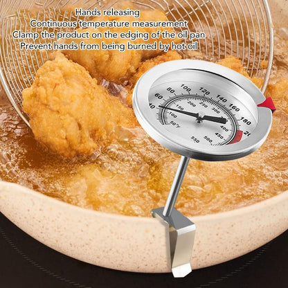 Stainless Steel Oil Fry Thermometer,Long Probe Food Temperature Gauge with Clip for Deep Frying,Candy,Milk,BBQ Cooking(M 30cm)