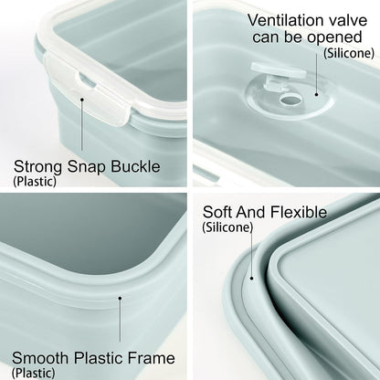 Large Silicone Food Storage Containers 68oz/2000ml 4 Pack | Collapsible Meal Prep Containers, Airtight Leakproof Lid, Containers for Camping, Microwave Freezer Dishwasher Safe