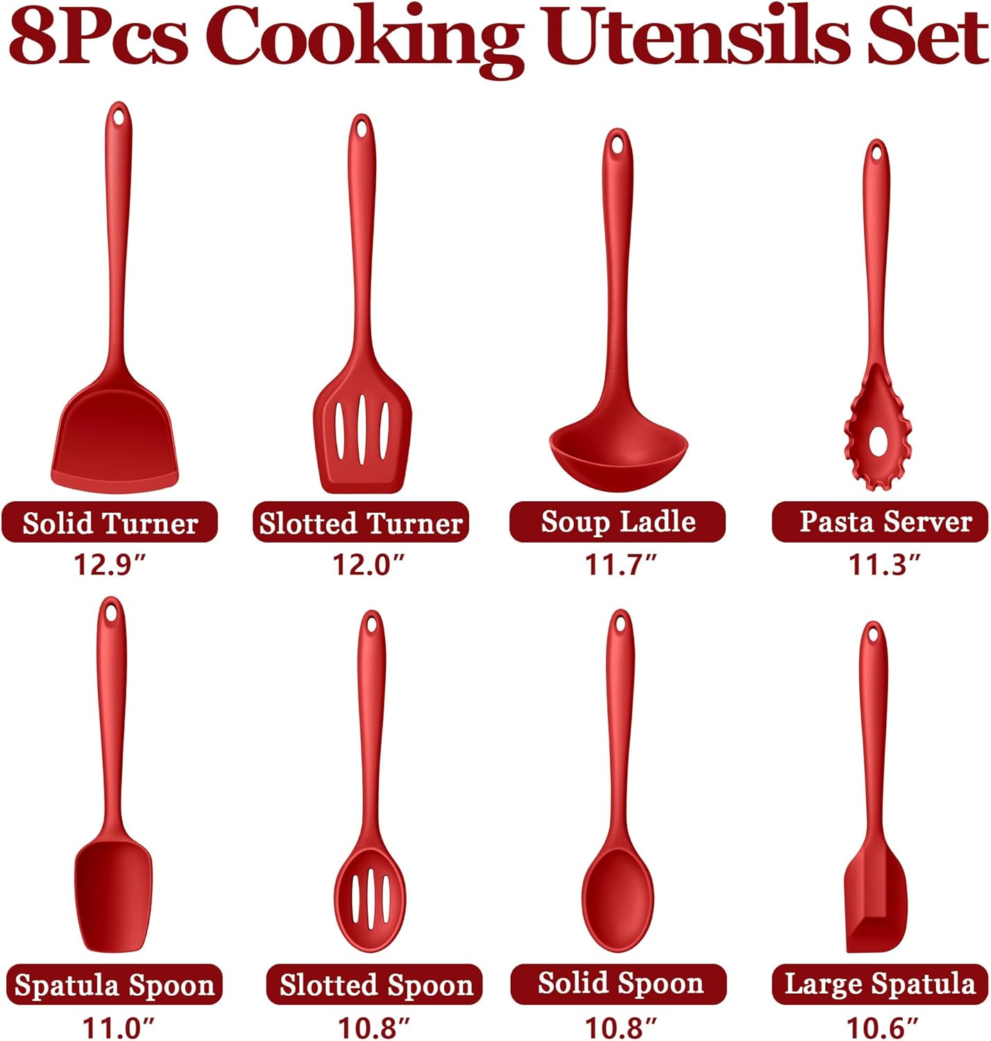 LIANYU Non-Toxic Silicone Kitchen Utensils Set, 8 Piece Non-Scratch Cooking Spoons & Spatulas, Stainless Steel Core, Heat Resistant & Dishwasher Safe, Khaki