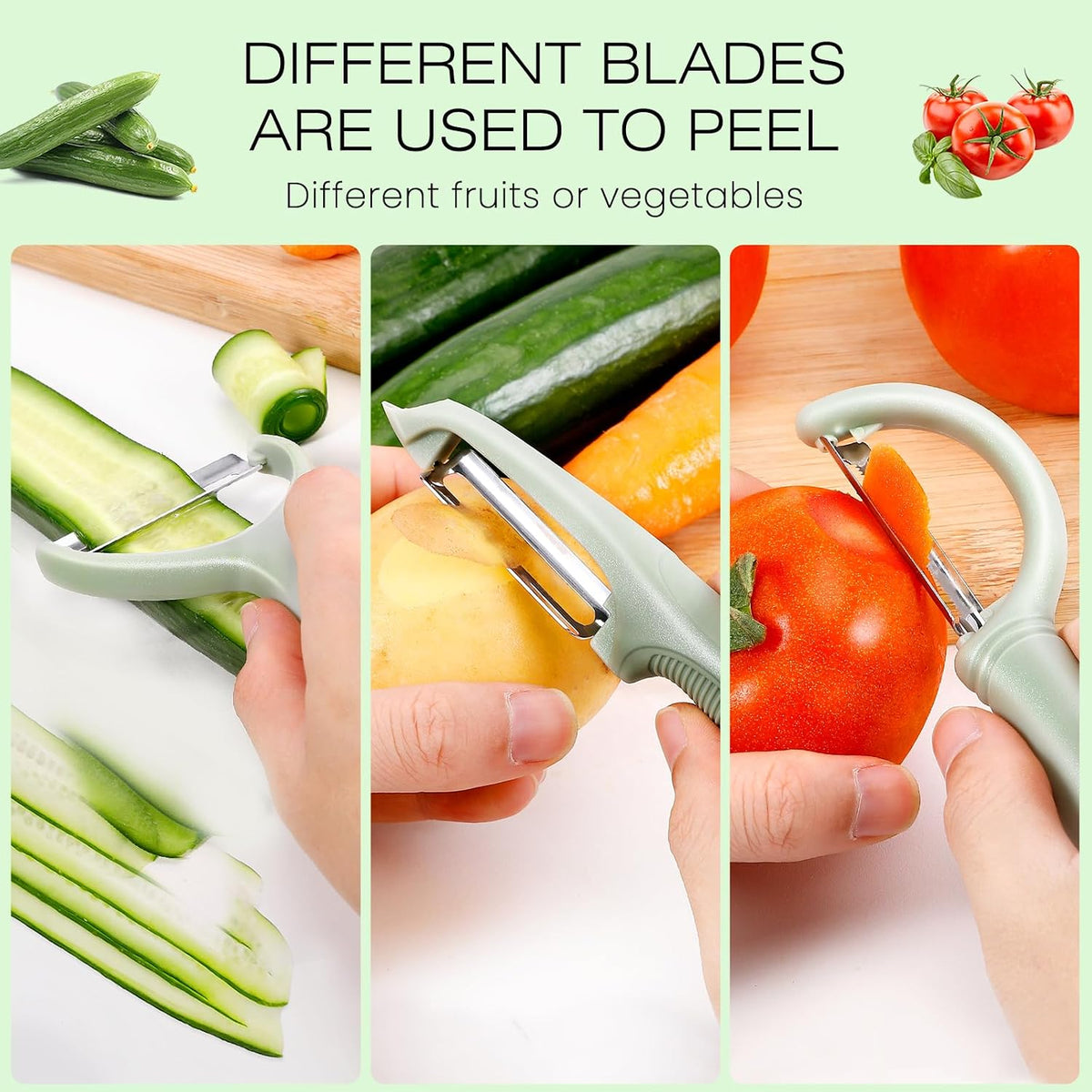 Senbowe Upgrade Potato Peeler for Kitchen, 6PCS Stainless Steel Vegetable Peeler, I and Y Veggie Food Peeler for Apple Fruit Carrot Zucchini Cucumber,Good Grip Makes Peeling Very Easy
