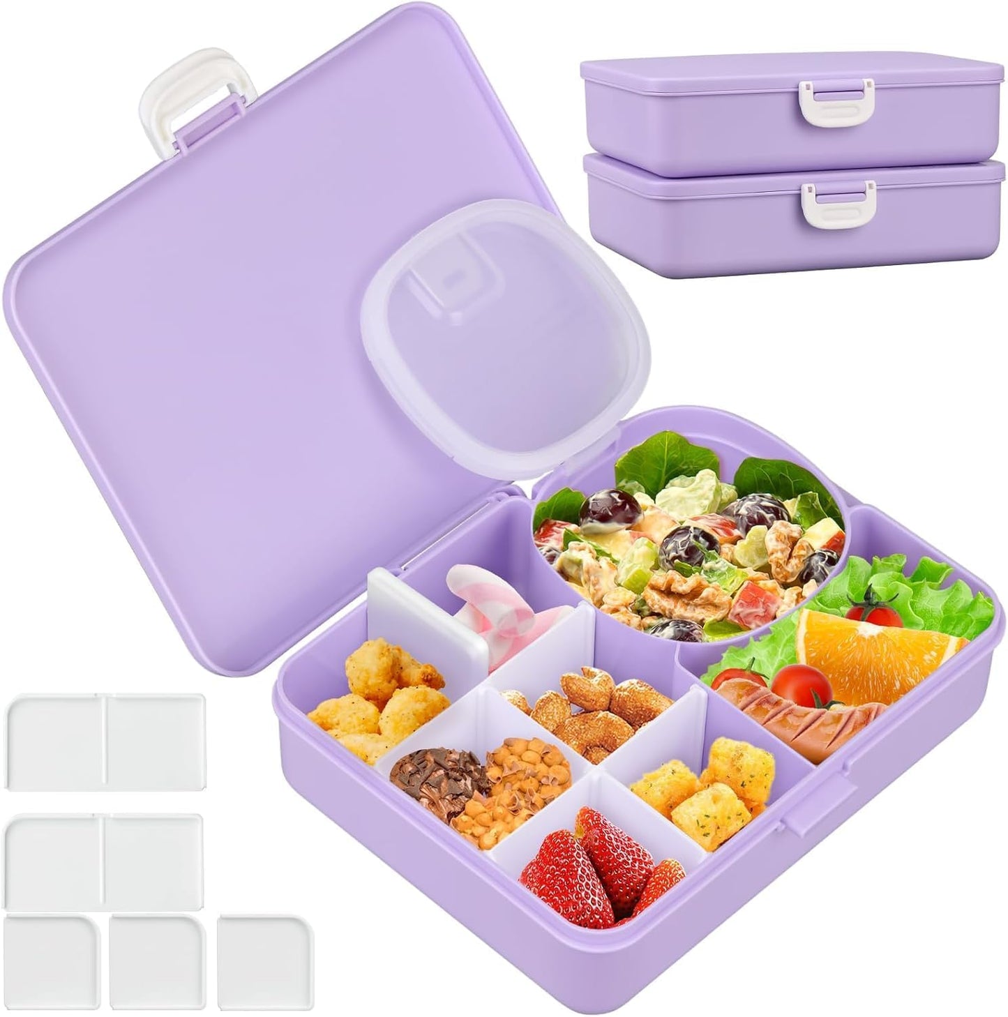 JOOPETALK Kids Snackle Lunch Box with Leak-Proof Snack Container, 8 Compartments with Detachable Dividers, BPA-Free, Dishwasher Safe – Bento Box for School & Travel(Blue)