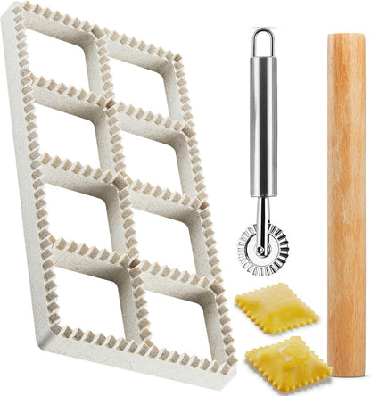 Ravioli Maker Press, 8-Holes Square Mold, Pasta Mold, Dumpling Maker