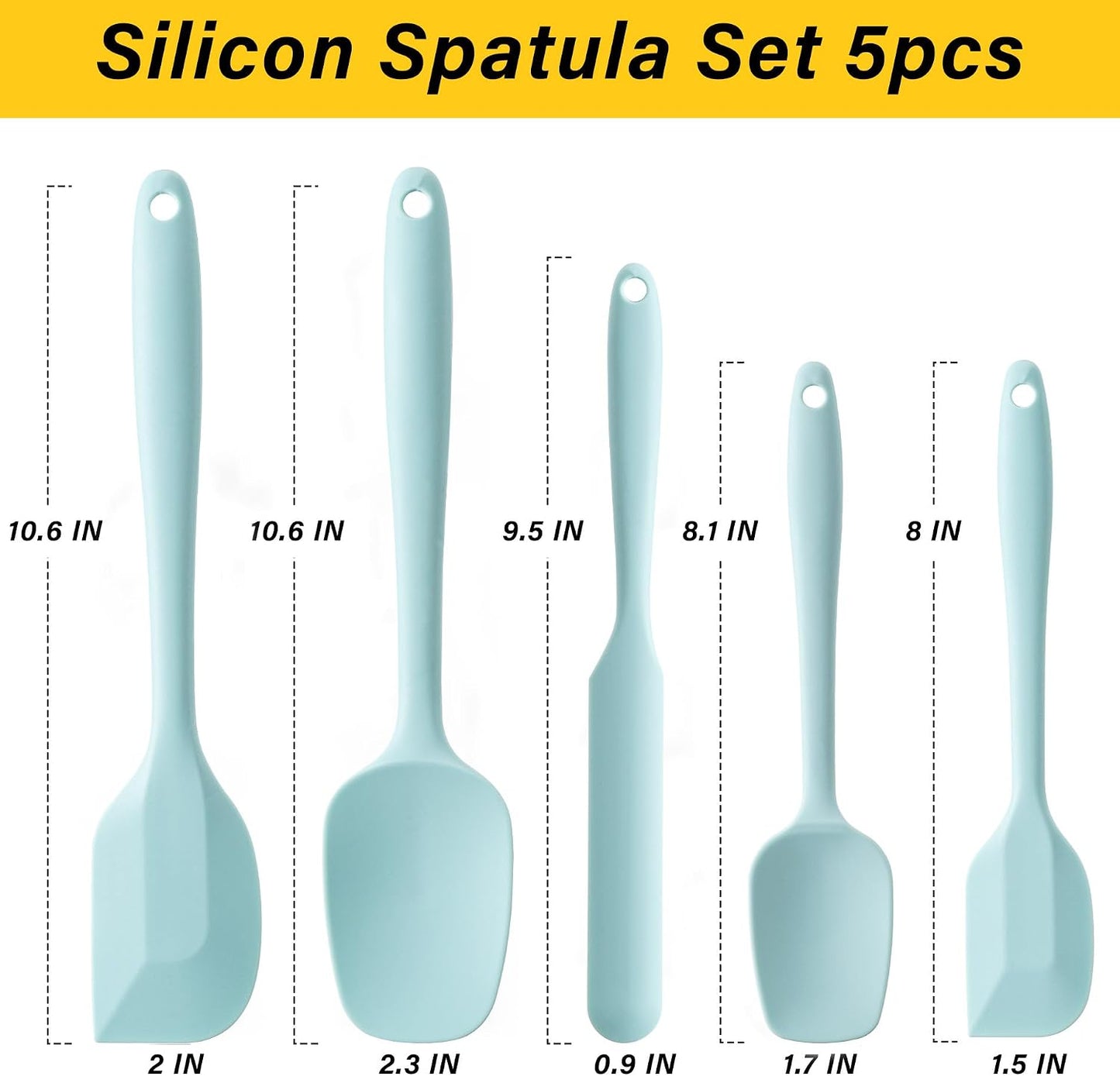 Silicone Spatula Set, 5 Piece Food Grade Rubber Spatulas for Baking, Cooking, and Mixing High Heat Resistant Non Stick Dishwasher Safe BPA-Free (Multicolor)