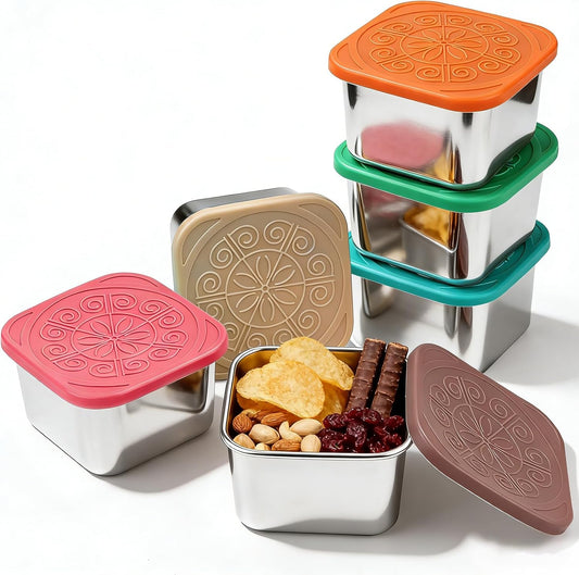 3 Pack Stainless Steel Reusable Snack Containers with Lids - 8.45 oz Small Metal Snack & Lunch Food Boxes, Shatterproof Leakproof Freezer Safe Meal Prep Containers for Portioning Snacks, Dips