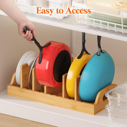 Lifewit Bamboo Lid Organizers for Inside Cabinet with 5 Sections