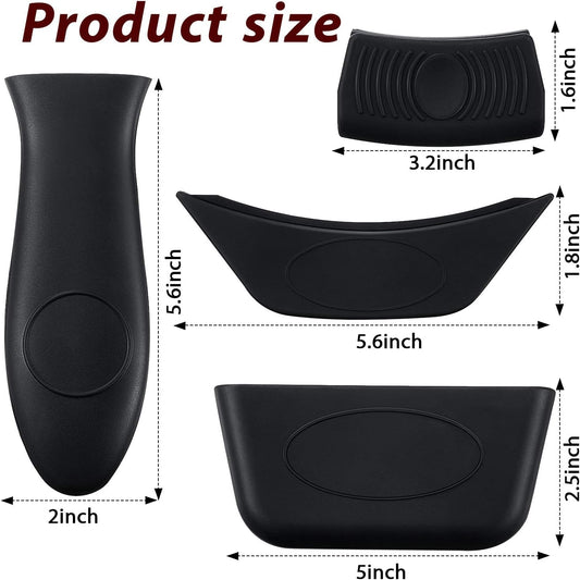 Boao 8 PCS Silicone Hot Handle Holders and Pot Holders Cover Removable Rubber Hot Resistant Pot Holder Sleeves Lid Covers for Cast Iron Skillets Metal Frying Pans Aluminum Cookware Handles