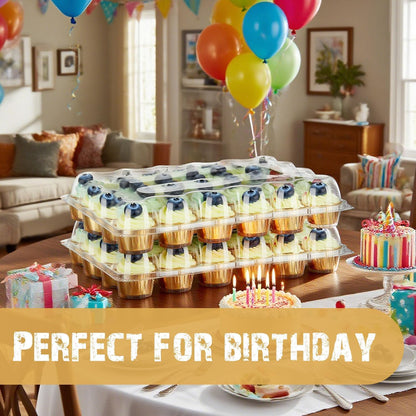 24 Pack x 10 Sets Count Cupcake Containers, Plastic Disposable Cupcake Boxes Holder, Stackable Clear Cupcake Carrier with High Tall Dome Lid