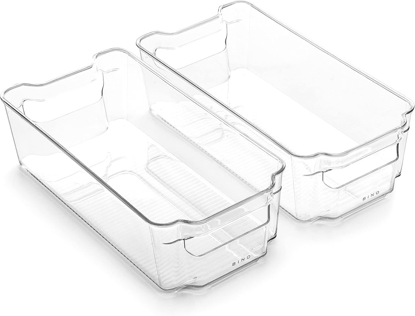 BINO | Stackable Storage Bins, X-Large - 2 Pack | THE STACKER COLLECTION | Clear Plastic | Built-In Handle | BPA-Free | Containers for Organizing Kitchen Pantry | Multi-Use Organizer
