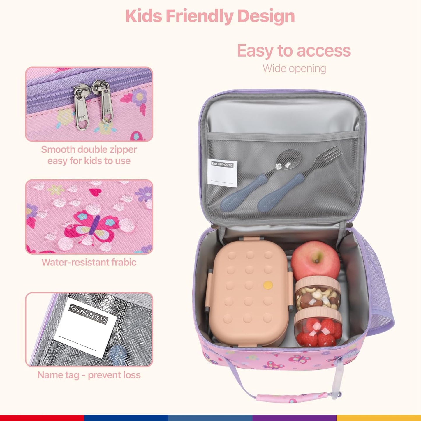 Bagseri Kids Lunch Bag Boys - Thermal Insulated Lunch Box Tote with Water Bottle Holder, Reusable Leak-Proof Kids Lunch Box for Daycare & School, Black Dinosaur (Containers Not Included)