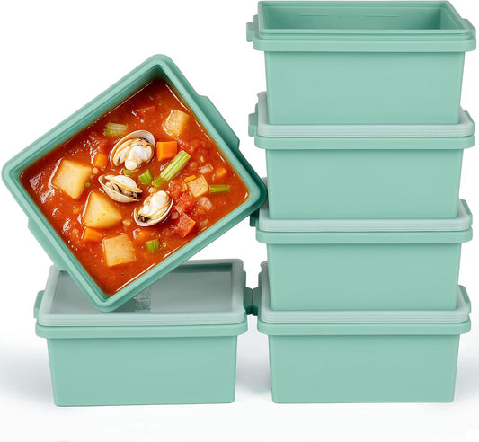Silicone Soup Freezer Molds with Lids, 2-Cup silicone freezer molds for Meal Prep, BPA-Free, Stackable, Perfect for lasagna, Individual Portions, Baked Goods and More, Microwave & Oven Safe - 6 Pack