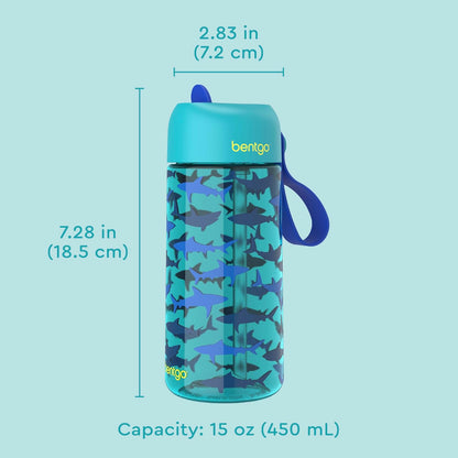 Bentgo Kids Water Bottle - Leak-Proof, Durable Tritan PFAS- & BPA-Free 15 fl oz, Kids/Toddlers Ages 3+ for School & Sports; Bite & Sip Spout, Carrying Handle, Dishwasher Safe (Unicorn)