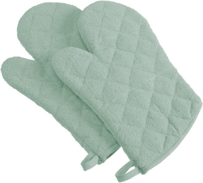 DII Basic Terry Collection 100% Cotton Quilted, Oven Mitt, Brown, 2 Piece