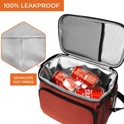 opux Insulated Lunch Bag for Men Women, Large Dual Compartment Cooler Bag, Soft Two Deck Lunch Box for Work School Picnic, Leakproof Lunch Tote with Shoulder Strap for Kid Adult (Purple, Double Deck)