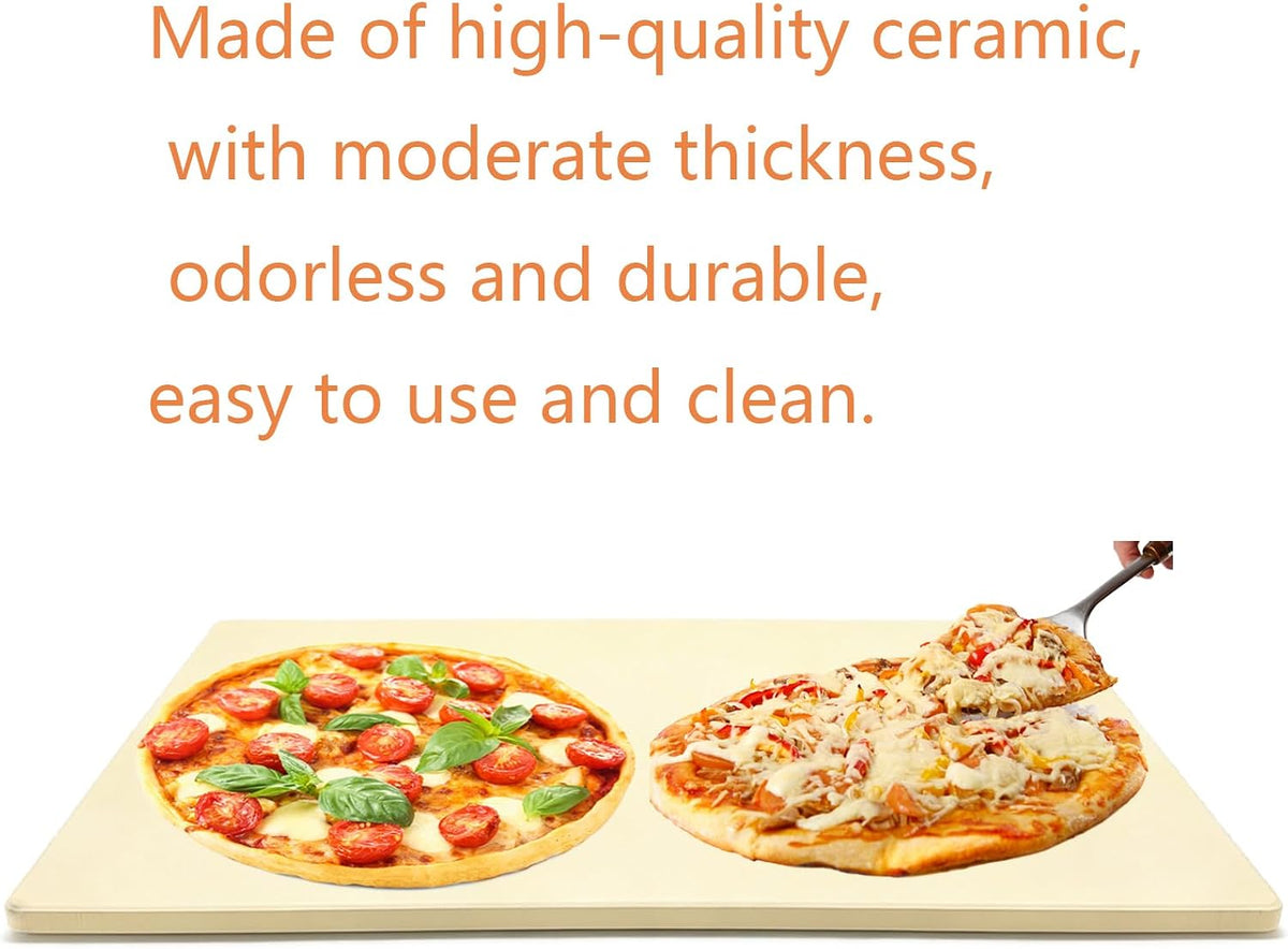23.6" x 15.7" Heavy Duty Rectangular Extra Large Pizza Pan, Pizza Stone for Whirlpool, GE Oven and BBQ Grill Industrial Commercial Cordierite Baking Stone for Pizzas or Bread