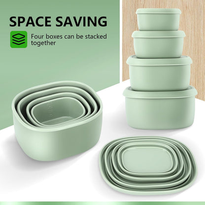 4 Pcs Silicone Food Storage Containers with Lids，BPA Free Reusable Silicone Storage Containers for Food Freezer Containers Freezer Dishwasher Safe (33.8oz, 20oz, 10oz, 6.7oz)