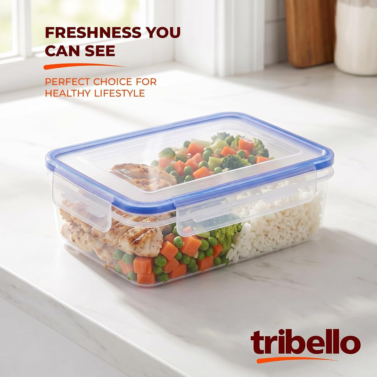 Tribello 250 oz Extra Large Airtight Food Storage Containers with SnapTight Lids – Clear, Stackable, BPA-Free Meal Prep Containers for Kitchen, Freezer & Pantry Storage