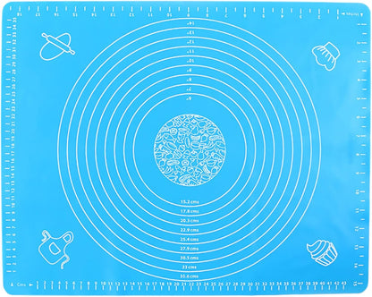 Silicone Baking Mat, 19.7 Inch x 15.7 Inch Blue Pastry Mat with Size Scale, Anti Stick and Anti Slip Mat for Kneading Dough in Ketchen, Picnic and Party (Blue, 50x40)