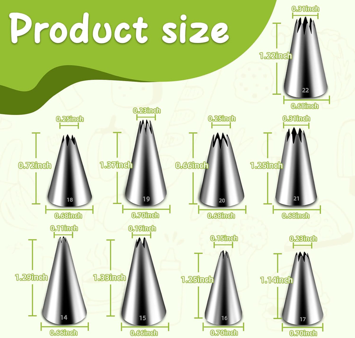 Suuker Open Star Piping Tips Set, 9 Pieces, Small Size