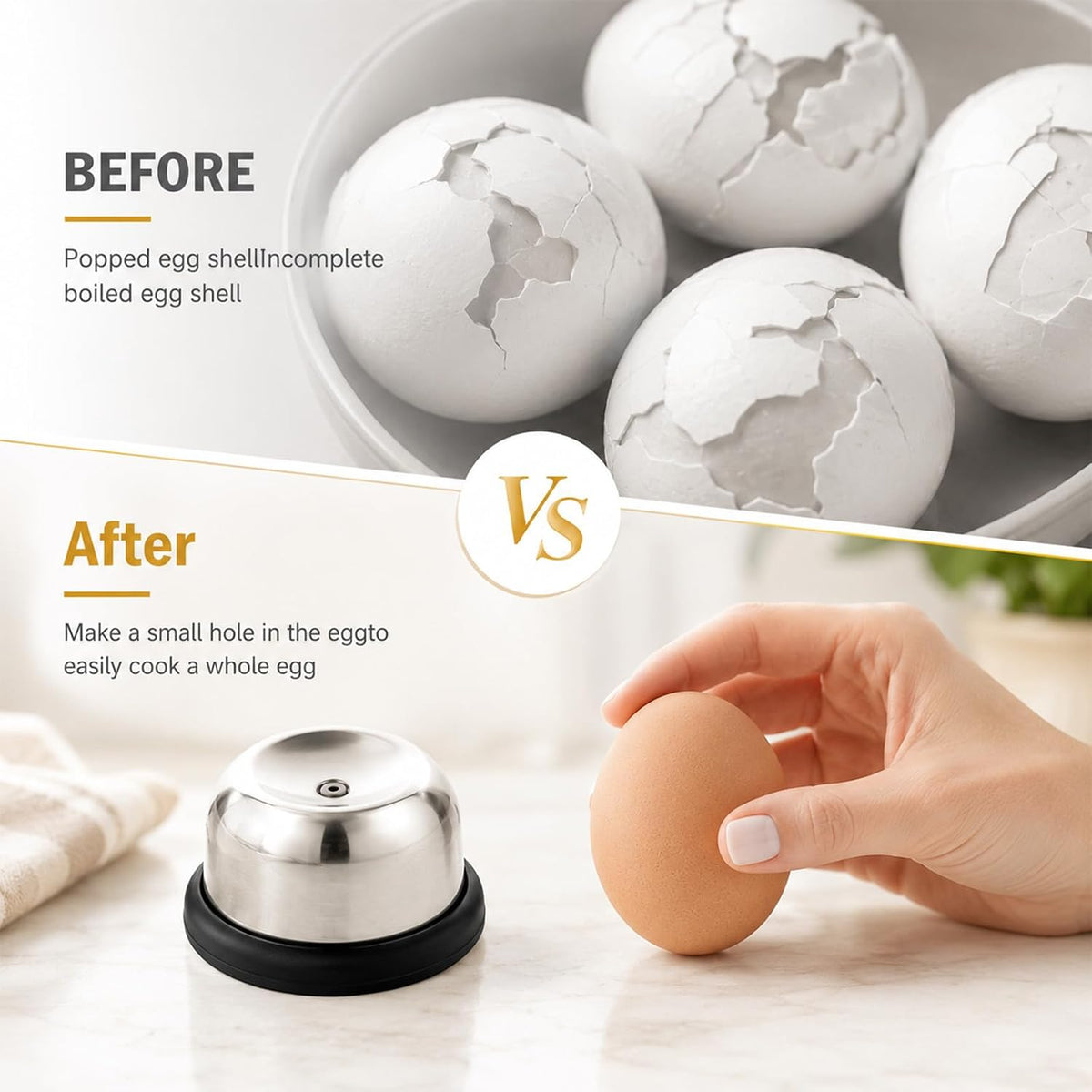 Egg Piercer for Raw Eggs, Needle Egg Punch Tool with Anti-Slip Base