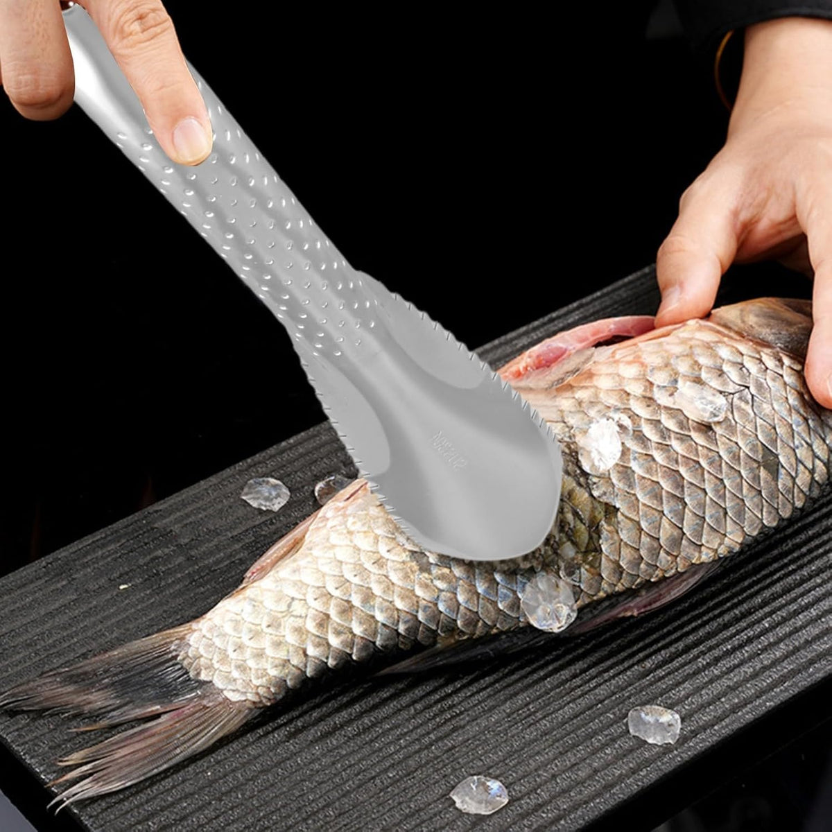 Stainless Steel Fish Scale Remover Tool, 2-in-1 Fish Scaler and Gill Cleaner for Seafood, Ergonomic Kitchen Fish Prep Brush with Non-Slip Handle,
