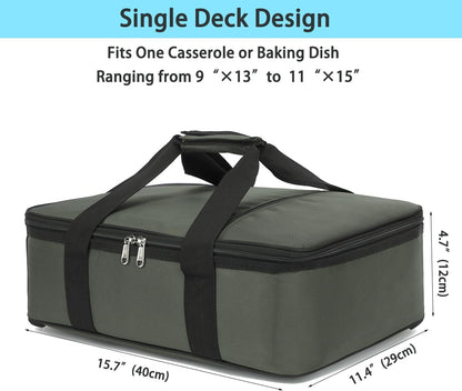 GYEUKHAM Insulated Casserole Carrier Bag - Large Portable Hot and Cold Food Storage Tote with Handles Thermal Bag for Parties, Picnics, Camping, Travel,Fits 9"x13" Baking Dish,Grey