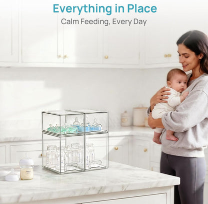 Vtopmart Stackable Storage Drawers Set of 5, Clear Plastic Organizer Bins for Baby Bottle, Beauty Supplies Storage, Ideal for Kichen Countertop, Vanity, Bathroom, Cabinet, Pantry Organization