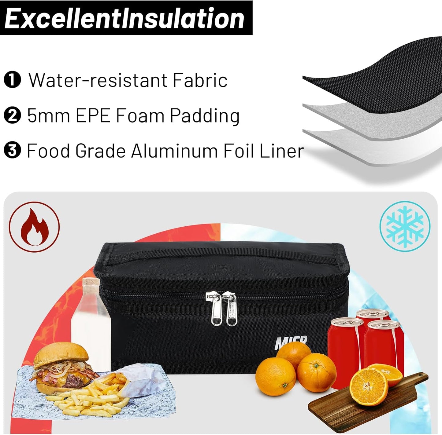 MIER Small Lunch Bag for Kids & Adults Compact Insulated Lunch Box Portable Thermal Mini Cooler for Work School Travel, Bluesteel