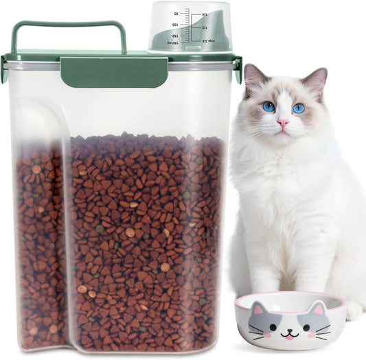TBMax 10 Lbs Cat Dog Food Storage Container, 2026 Upgraded Large Pouring Container for Pet Food Storage, Bird Seed Dispenser, Portable Travel Kibble Holder -Dark Green