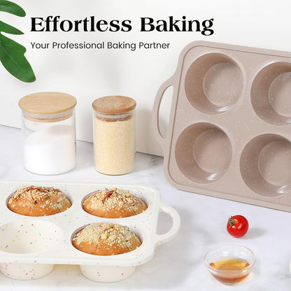 Vinino 2Pack Silicone Muffin Pans for Baking with Metal Reinforced Frame, 12 Cups Regular Size Nonstick Silicone Cupcake Pan, BPA Free Oven Dishwasher Safe Baking Mold for Muffins Cupcakes