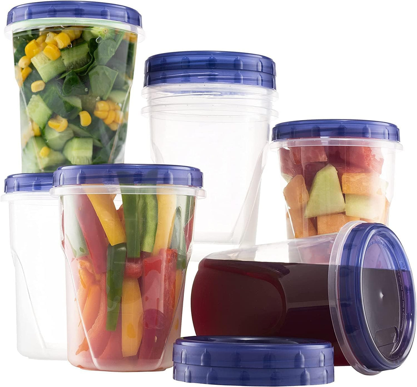 Soup Freezer Food Storage Containers With Screw On Lids [16 Oz -10 Pack] Reusable Plastic Container leak proof, Airtight, Stackable, Microwave Safe BPA Free