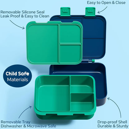 Fimibuke Bento Lunch Box for Kids - Toddler Snack Bento Box Container with 3 Compartments, Stainless Steel Water Bottle, Insulated Lunch Bag, Ice Pack Set for Ages 3-12 Girl Boy Daycare Back to School