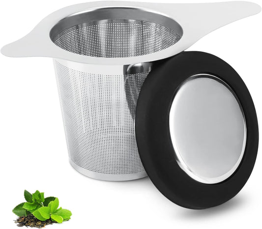 Tea Infuser Basket Stainless Steel Tea Strainer Tea Filter With Small Strainer And Lid Tea Diffuser For Loose Leaf Tea Superior Brewing Experience (One pack silver)