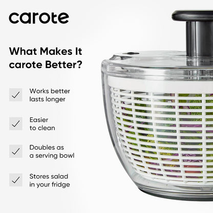CAROTE 6.4 Qt Stainless Steel Salad Spinner, Large Lettuce Spinner Vegetable Fruit Washer, Vegetable Cleaner Salad Cleaner Lettuce Washer, Non-Slip Base, Multifunctional for Salad, Fruits