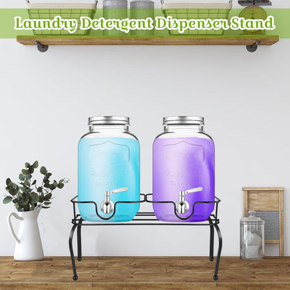 Blulu 2 Gallon Metal Drink Dispenser for Parties Black Beverage Dispenser with 2 Compartments Stand Large Water Drink Dispensers Only for Glass Jar Bottles, Ideal for Lemonade Party Drinks